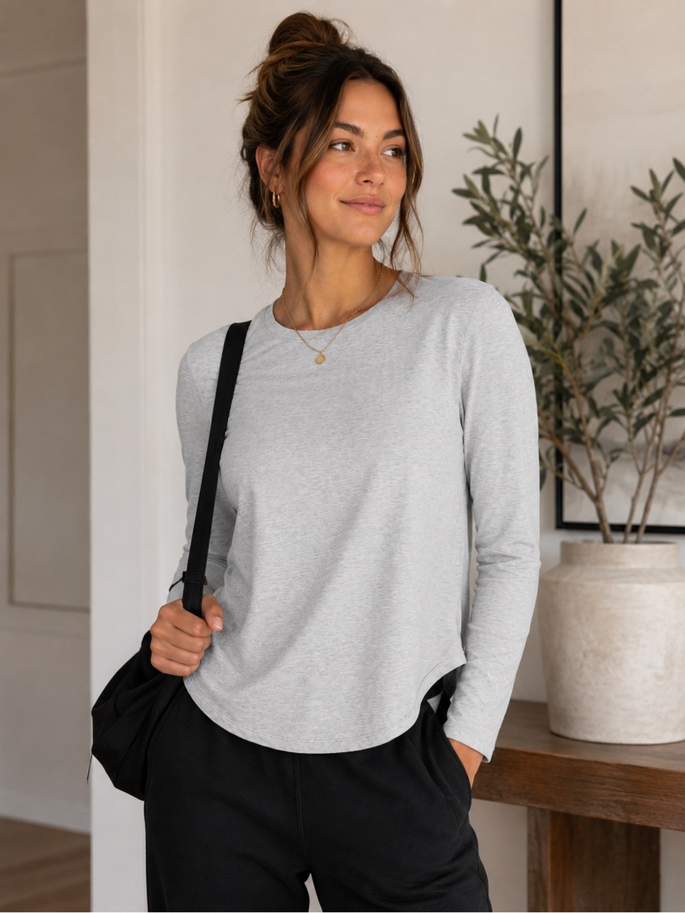 Lululemon Love Modal Fleece Long Sleeve Shirt Heather Gray Size 16